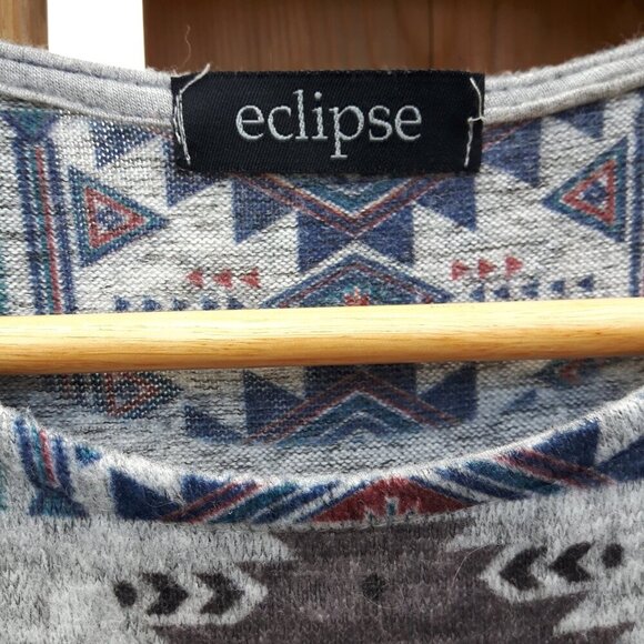 ATTRACTIVE ECLIPSE Sweater Dress Women's Size Small Mini Dress AZTEC Print IKAT - Picture 3 of 6